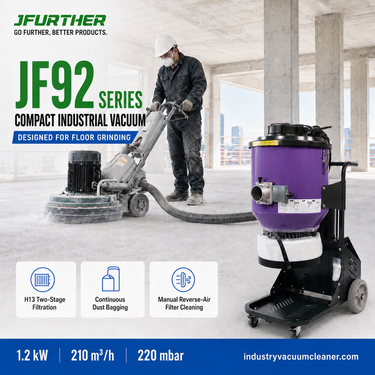 JF92 smaller dust extractor for floor grinding